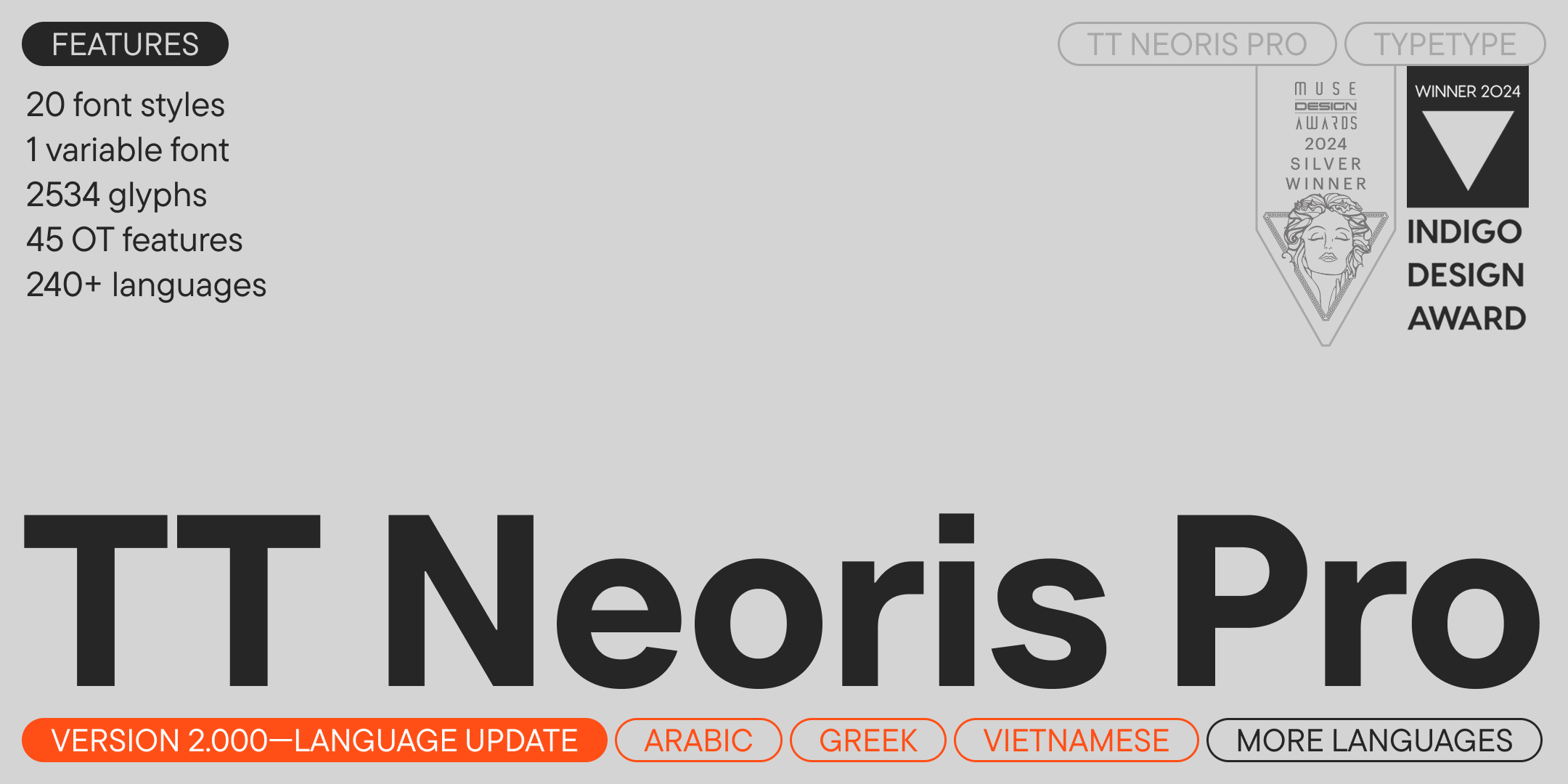 tt neoris pro wordmark and family features, introducing the version 2 language update