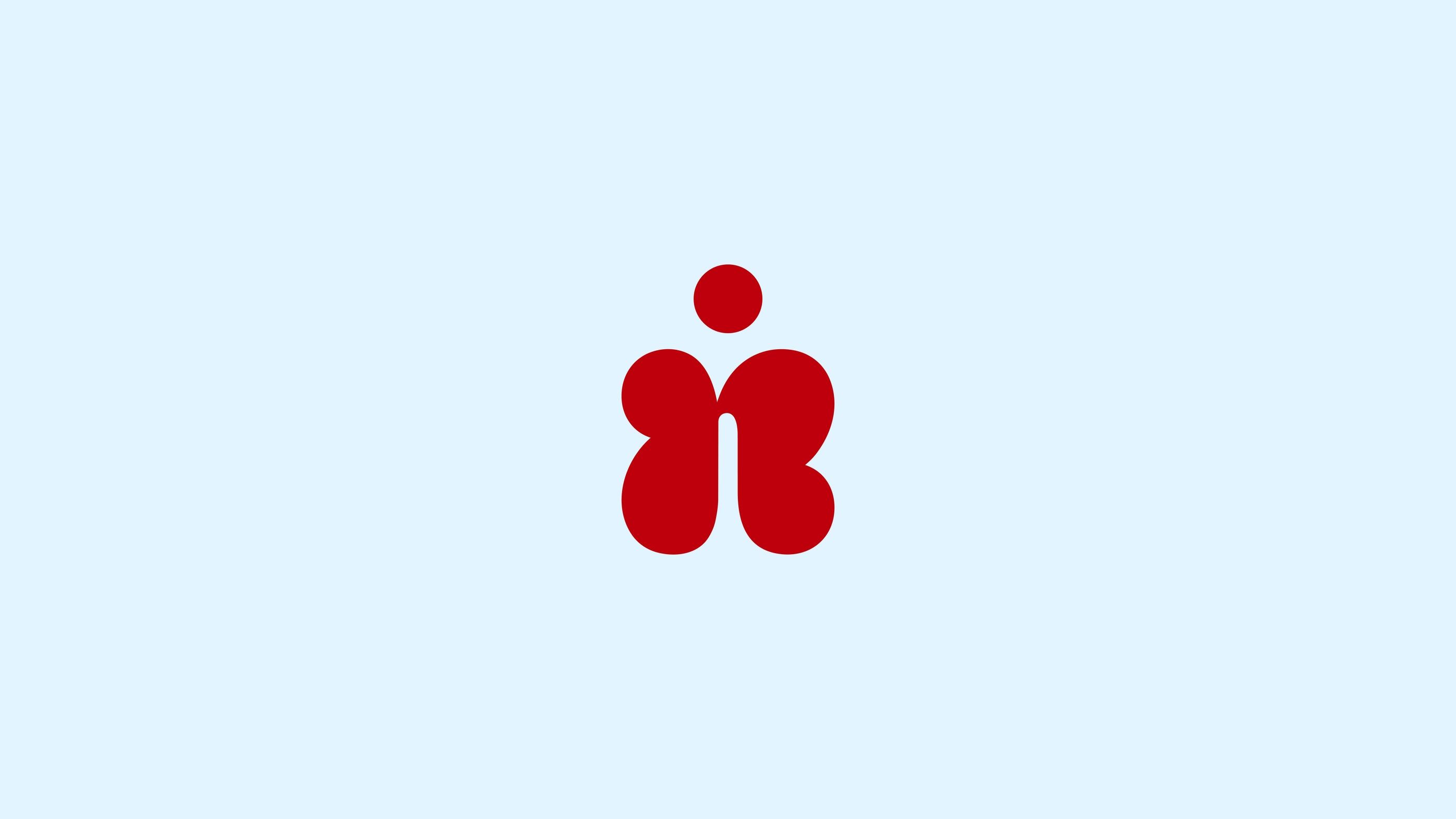 close-up of the rounded nazigim letter construction in red on sky blue