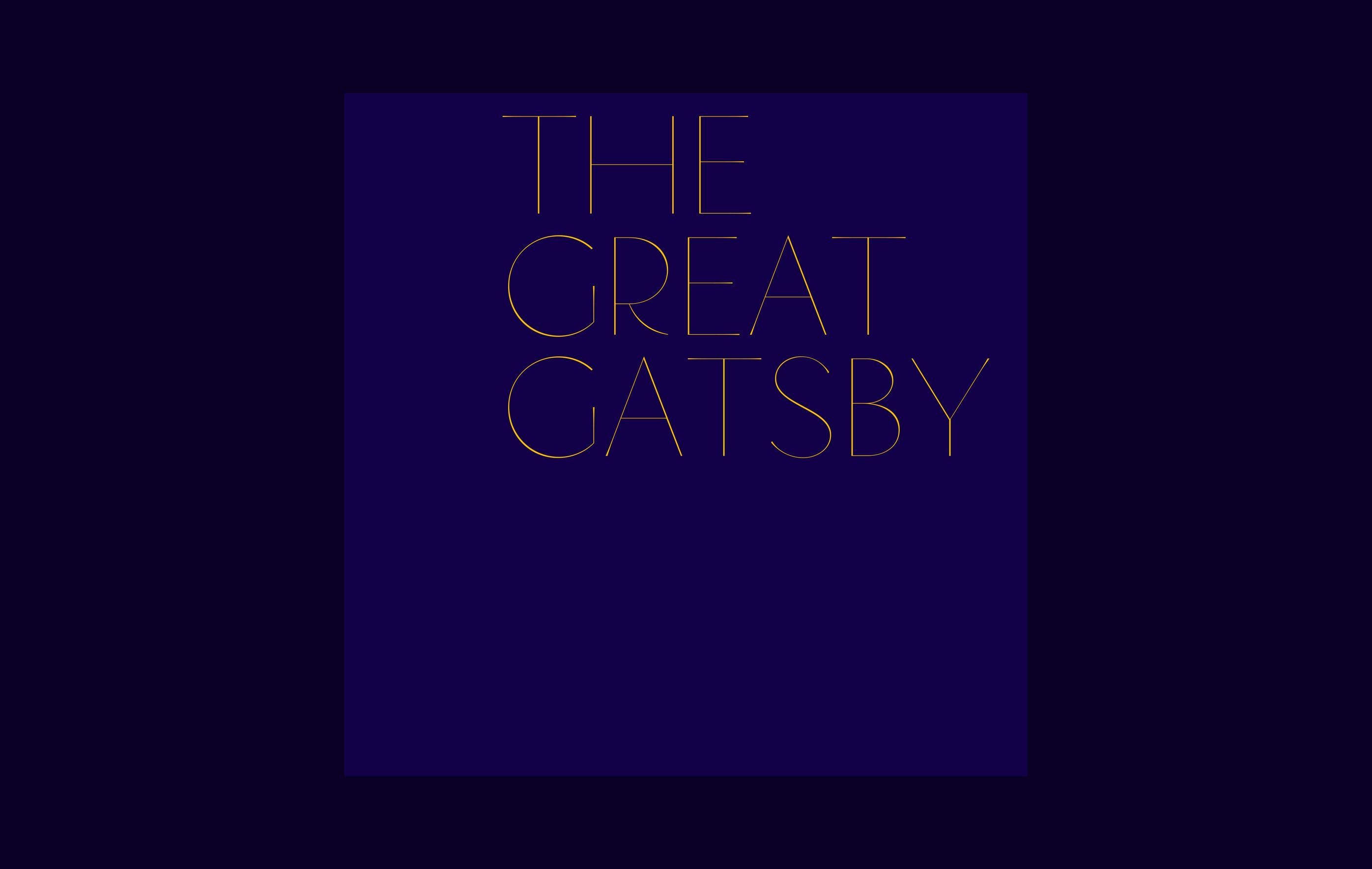 poster reading the great gatsby in extremely thin gold letters on deep violet