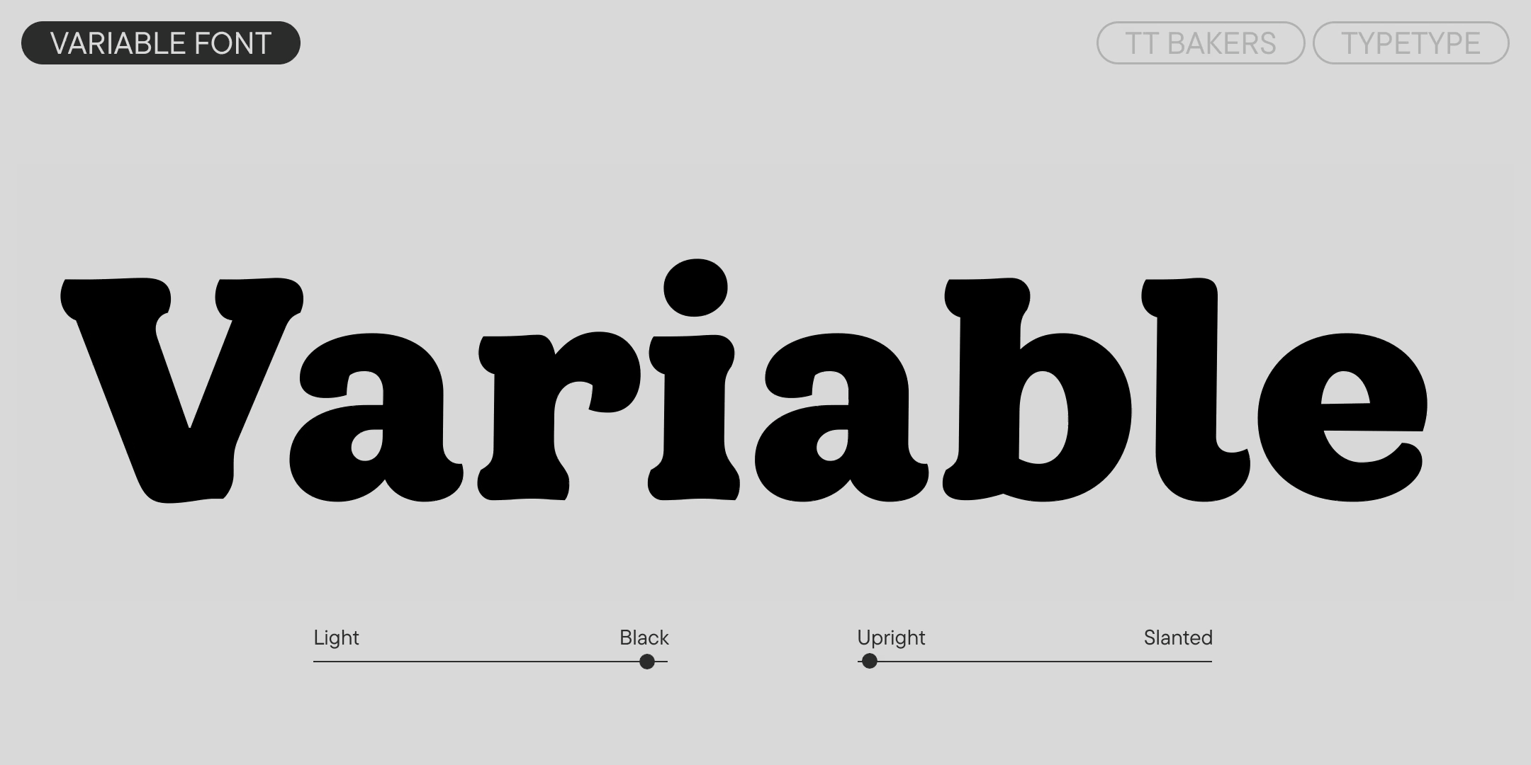 a still from the variable font specimen showing weight and slant controls