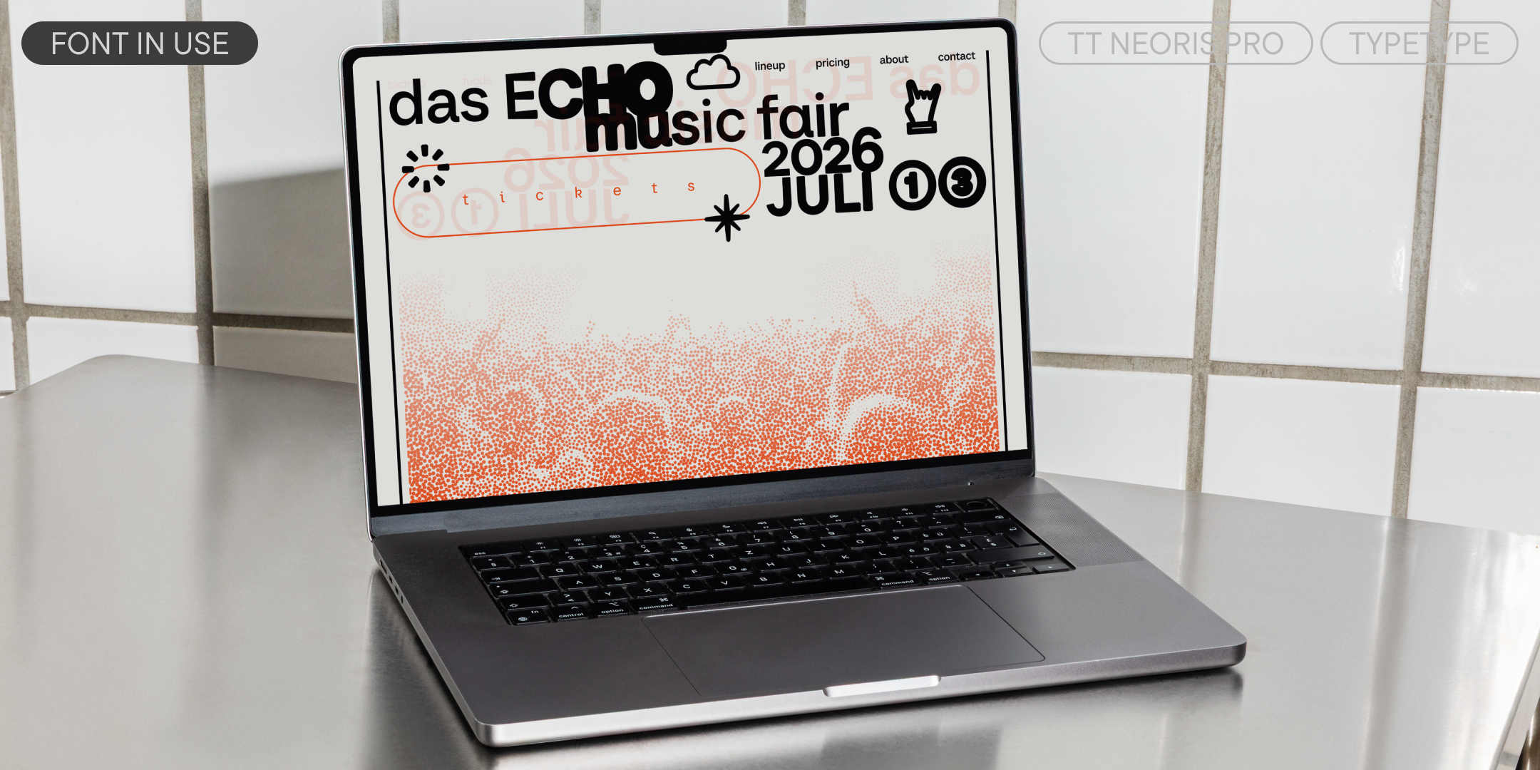 music fair website using tt neoris pro on a laptop