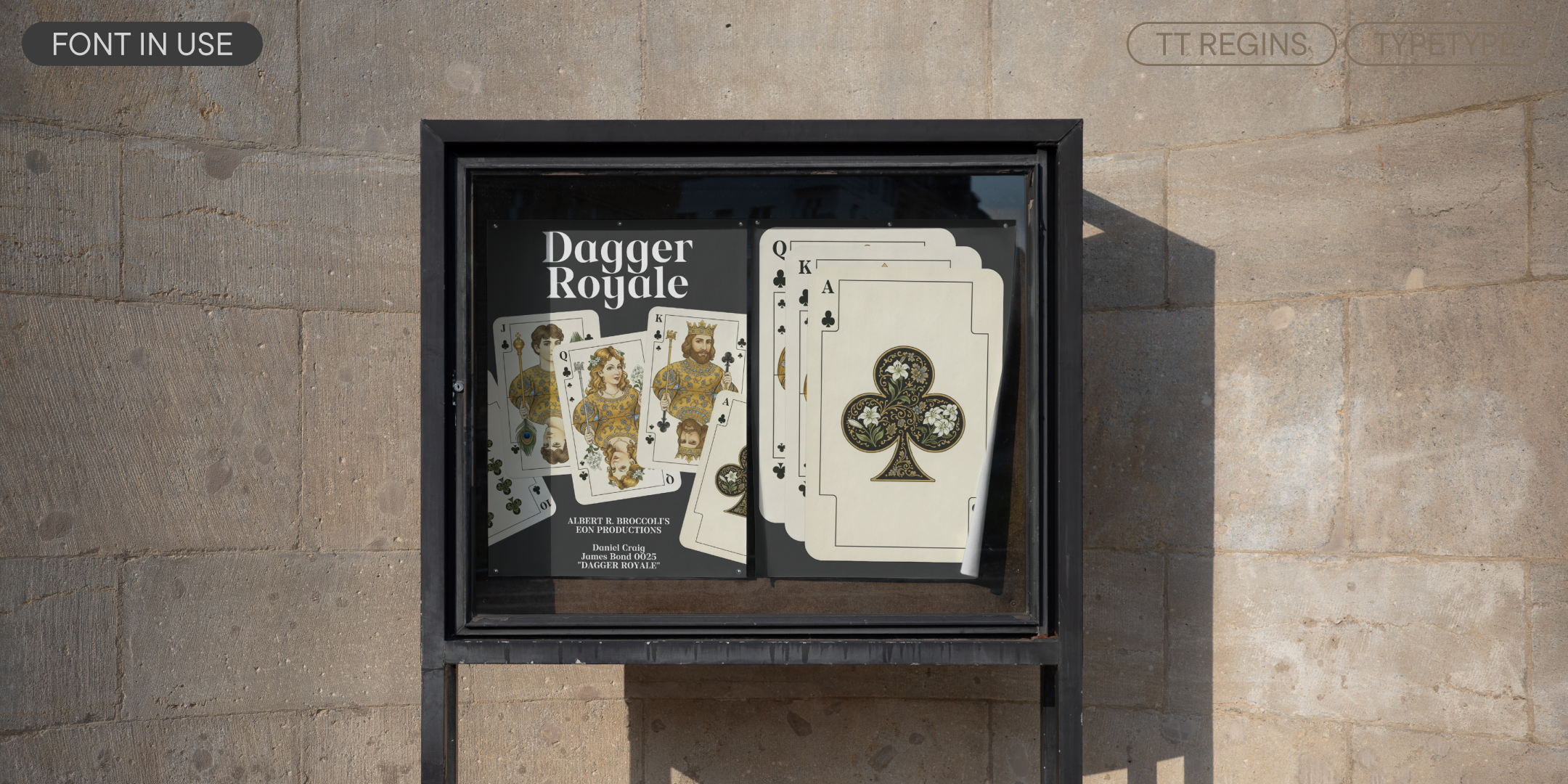 a dagger royale playing card poster using tt regins in a street display