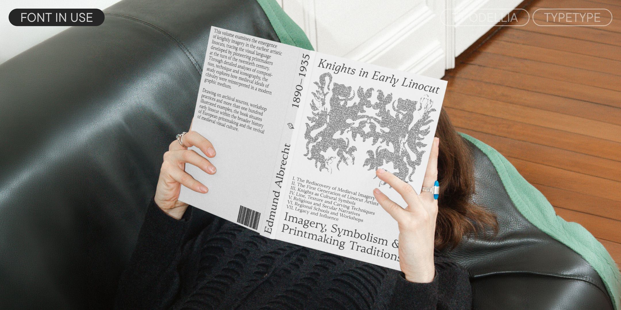 an open book using tt odellia for headings and running text